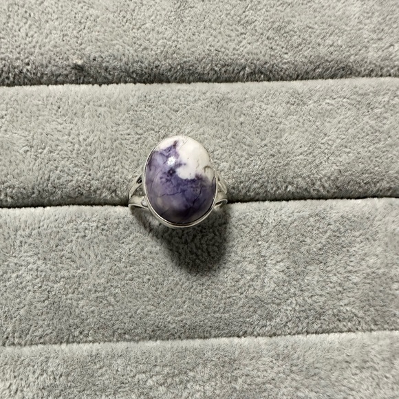 New Sterling Silver Purple Oval Morado Violet Flame Opal Ring Sz 8 Crystal - Picture 5 of 16